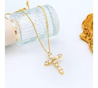 QTANZIQI New Top Shining Crystal Cross Pendant Steel Necklaces For Women Trendy 18k Plated Neck Chain Jewelry