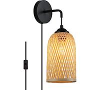 QTANZIQI Night light,Hand Woven Bamboo Wall Light for Kitchen Island, in Ceiling Hanging Wicker Wall Lamp, Rattan Basket Chandelier Bamboo Wall Sconces Decor for Dining Room,