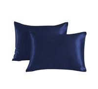 QTANZIQI Pillowcase 2pc Satin Pillowcase - Silky Pillow Cases For Hair And Skin With Envelope Closure(Deep blue,20x26 IN)