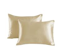 QTANZIQI Pillowcase 2pc Satin Pillowcase - Silky Pillow Cases For Hair And Skin With Envelope Closure(Khaki,20x36 IN)