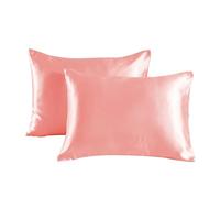 QTANZIQI Pillowcase 2pc Satin Pillowcase - Silky Pillow Cases For Hair And Skin With Envelope Closure(Light orange,20x26 IN)