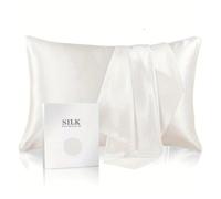 QTANZIQI Pillowcase 2PC Silk Pillowcase For Hair And Skin, Soft Pillow Cover(Pearl white,50X75cm)