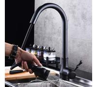 QTANZIQI Pull-Out Faucet Hot and Cold Antique Water Tank Faucet Universal Expansion Kitchen Taps Mixer Black Single Lever Vintage