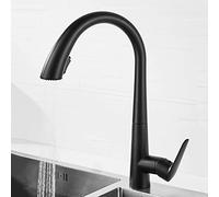 QTANZIQI Pull Out Kitchen Faucet,2 Spouts Sink,360° Rotating,Single Handle One Hole,Hot Cold Water Mixer Tap,Black(Nero)