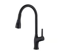 QTANZIQI Pull Out Kitchen Faucet,3-Function Brass Sink, Single Hole Handle, Hot and Cold Water,Black(Nero)