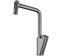 QTANZIQI Pull-Out Kitchen Faucet with 2-Function Sprayer, Chrome Finish, Versatile Mixer Tap for Bathroom and Sink, Easy Install, Grey Chrome.