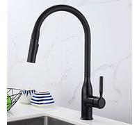 QTANZIQI Pull-Out Sprayer Kitchen Faucets, Sink Faucet 2 Types of Water Outlet Modes,Single Handle Hole,Mixed Hot and Cold,Black(Nero)