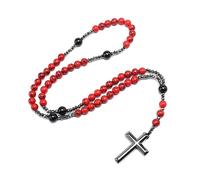 QTANZIQI Red Turquoise Agate Black Gallstone For Men Cross Necklace Personalized Hip Hop Neck Chain Ins Style Minimalist Jewelry