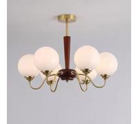 QTANZIQI Retro American Magic Bean Chandelier, Rustic Walnut Iron Vintage Lighting, Industrial Pendant Light, Farmhouse Ceiling Fixture, Antique Lamp,6 heads