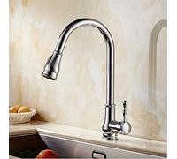 QTANZIQI Retro Kitchen Faucet, Black/Pull-Down Sprayer, 360° Swivel, 2-Way Aerator, Chrome Finish, Stylish Sink Tap, & Elegant