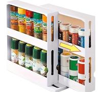QTANZIQI Rotating Kitchen Spice Rack - 2-Tier Countertop Shelf, 90° Adjustable, Compact Storage Solution for Herbs & Spices, Ideal for Small Spaces