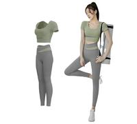 QTANZIQI shapewear Women 2 Pcs Gym Set Sports Crop Top Bra Running Fitness Yoga Suit Sport Outfit Gymwear Lady Workout Clothes