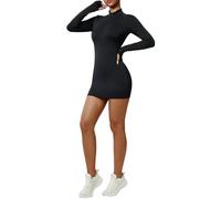 QTANZIQI shapewear Zipper Jumpsuit Women's Tracksuit Bodysuits Yoga Set Workout Gym Clothes Long Sleeve Yoga Jumpsuits One Piece-tea Coffee Color-l