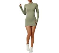 QTANZIQI shapewear Zipper Jumpsuit Women's Tracksuit Bodysuits Yoga Set Workout Gym Clothes Long Sleeve Yoga Jumpsuits One Piece-tea Coffee Color-l