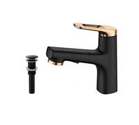 QTANZIQI Single Hole Bathroom Faucet with Pull-Out Sprayer, No Overflow Drain Sink Mixer, Cold Water Kitchen Tap, for Easy Use and Installation.