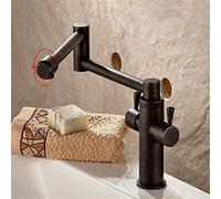 QTANZIQI Sink Mixer Tap Folding Kitchen Faucet with Aerator for Cold and Hot Water Mixer 360 Swivel Dual Handle Deck Mounted Retro Style,Black