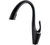 QTANZIQI Sink Solid Brass Hidden Pull-Out Faucet with Dual-Function Sprayer, Swivel Single Handle hot and Cold Water Kitchen Mixer tap,Black