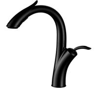 QTANZIQI Sink Taps Kitchen Faucet Pull Out Brass Tap with Dual Function Sprayer, 360° Swivel High Arc Single Handle Cold and Hot Water Mixer Tap,Black (Color : C
