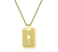 QTANZIQI Skull Necklace Men Women Steel Square Tag Engraving Outer Heaven Skull Pattern Charm Talisman Jewelry present
