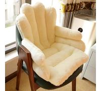 QTANZIQI Soft Fluffy Lumbar Support Seat Cushion - Anti-Slip Desk Chair Pad for Home Office & Gaming Chairs Cream Fleece Back Pillow Versatile for Bleacher & Armchair (Beige)