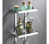 QTANZIQI Solid Brass Corner Shower Caddy with Soap Dish Shampoo Storage Rack and Hook Wall Mounted Bathroom Shelf for Rustproof Seasoning Bottles Kitchen Shelves Draining Basket Organizer i