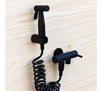 QTANZIQI Solid Brass Single Cold Water Corner Valve Bidet Faucets Function Square Hand Shower Head Tap Crane 90 Degree Switch Black Muslim Toilet Black C
