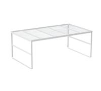 QTANZIQI Stackable Wire Kitchen Shelf - Space-Saving Spice Rack for Bathroom, Bedroom, Laundry Room, Office, White, Storage Solution, 1 Piece