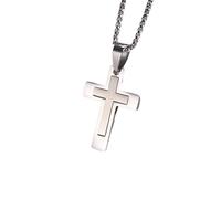 QTANZIQI Stainless Steel Cross Pendant Necklaces for Men, Minimalist Waterproof Faith Christian Necklace Prayer Jewelry present