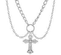QTANZIQI Stainless Steel Personalized Cross Ins Style Vintage Multi Layered For Women Necklace Hip Hop Nightclub Party Jewelry