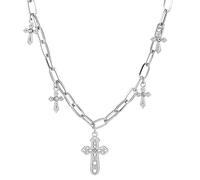 QTANZIQI Stainless Steel Personalized Cross Ins Style Vintage Multi Layered For Women Necklace Hip Hop Nightclub Party Jewelry