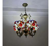 QTANZIQI Style Chandelier - Stained Glass Ceiling Pendant Light for Living Room, Bedroom, Dining Kitchen Island in Victorian