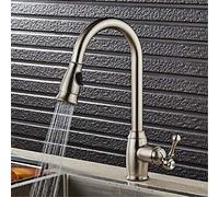 QTANZIQI Tap Oil Rubbed Bronze Black∕Chrome∕Kitchen Faucets with Aerator Grifo Pull Out Kitchen Robinet Cold and Hot Mixer Tap Deck Mounted Retro Style,Brushed