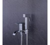 QTANZIQI Toilet Hand Held Bidet Sprayer Solid Brass Douche Kit Bidet Faucet Dual Outlet Mop Pool Faucet Tap Square Chrome Muslim Shower Bidet,A Set
