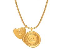 QTANZIQI Trend Necklace Pendant Chain Men Women Jewellery Irregular Moon Star Inlaid Round Pendant Small Fresh Geometric Necklace Temperament Sweet Girl