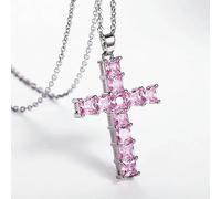QTANZIQI Trendy Cross With Pink White Necklace present Personalized For Women Anniversary Valentine's Day Leisure Holiday Jewelry