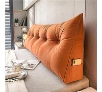 QTANZIQI Triangular Reading Pillow, Back Support Cushion, Bolster for Headboard, Cervical Lumbar Support Pillow, Large Velvet Couch Cushion, Red Corduroy (180x50x20cm)
