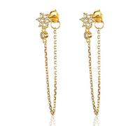 QTANZIQI TXCLTS S925 Sterling Silver Zircon Stud Earrings Female Cute Gold Turtle Star Moon Fashion Jewelry Birthday Gift Clip Earring