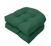 QTANZIQI U-Shaped Cushion Outdoor Patio Seat Cushions 2-Pack 48x48 cm Soft Weather-Resistant Garden Cushions for Patio Kitchen Office (Deep Green Not Waterproof)