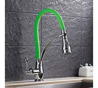 QTANZIQI Universal Flexibility Spray Head Kitchen Tap Chrome Green 360°Rotation Kitchen Mixer Taps with Aerator Deck Mounted Single Lever Retro Torneira Cozinha