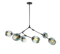 QTANZIQI Vintage Glass Sputnik Chandelier 9-Lights Irregular Metal During Light Adjustable Unique Hanging for Kitchen Island Dining Room-Gradient Blue Black 6 Heads