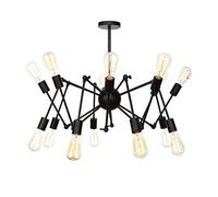 QTANZIQI Vintage Industrial 16-lights Sputnik Chandelier Metal Chrome Finish Decor During Light Chic Rustic Adjustable Ceiling Lamp For Hotels-Black 14 head