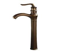 QTANZIQI Vintage Single Lever Basin Mixer Tap for Bathroom Sink Retro Hot and Cold Water Faucet Single Hole Antique Brass Basin Tap