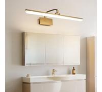 QTANZIQI Wall Lamps Lights LED Mirror Front Indoor 180° Rotation Bathroom Long Strip Aluminium for Bathroom Living Room Reading (Copper Neutral Light 57cm)