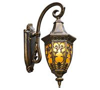 QTANZIQI Wall Lamps Sconces Classical Upside Down Lighting Retro Glass Outdoor Wall Lantern Antique Black and Bronze External Waterproof Aluminum Wall Sconce(OneColor)