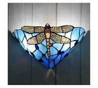 QTANZIQI Wall Lamps Sconces Style Wall Lamp, Country Style Wall Lamp Dragonfly Colored Glass Lighting Retro Garden Decoration Corridor Wall Lamp
