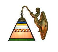 QTANZIQI Wall Lamps Sconces Wall Light 1 Light, Style Wall Lantern, Industrial Wall lamp with Stained Glass, Vintage Style Wall Mounted for Dresser Library Room Living Room-at(K)