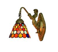 QTANZIQI Wall Lamps Sconces Wall Light 1 Light, Style Wall Lantern, Industrial Wall lamp with Stained Glass, Vintage Style Wall Mounted for Dresser Library Room Living Room-at(E)