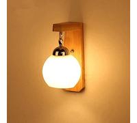 QTANZIQI Wall Lamps Sconces Wall Light - Wall Light Fixtures Hanging Milky White Glass Shade, Wooden Wall Lamp Bedroom Bedside Light Living Room Staircase Balcony Wood Wall Sconce Bedside Decor