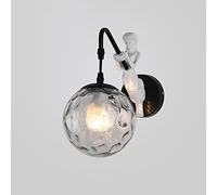 QTANZIQI Wall Lamps Sconces Wall Sconces, V-intage Wall Mount Light Farmhouse Wall Sconce with Hammered Globe Glass, Retro Metal Wall Lamp Indoor Lighting Fixture, Living Dining Room Bedroom Bedside