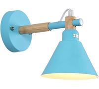 QTANZIQI Wall Lamps Sconces Wall Sconces Wall Light Iron + Wood Wall Sconce Lanterns Lamps Indoor Lighting Iron Base Wall Lamp Garage Mirror Front Barn Hallway Garden Study(Bule)